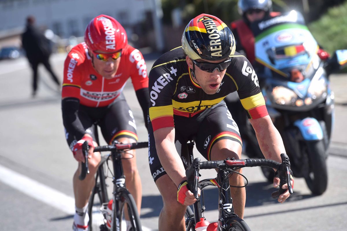 Jens Debusschere and Lars Bak (Lotto-Soudal) during their attack