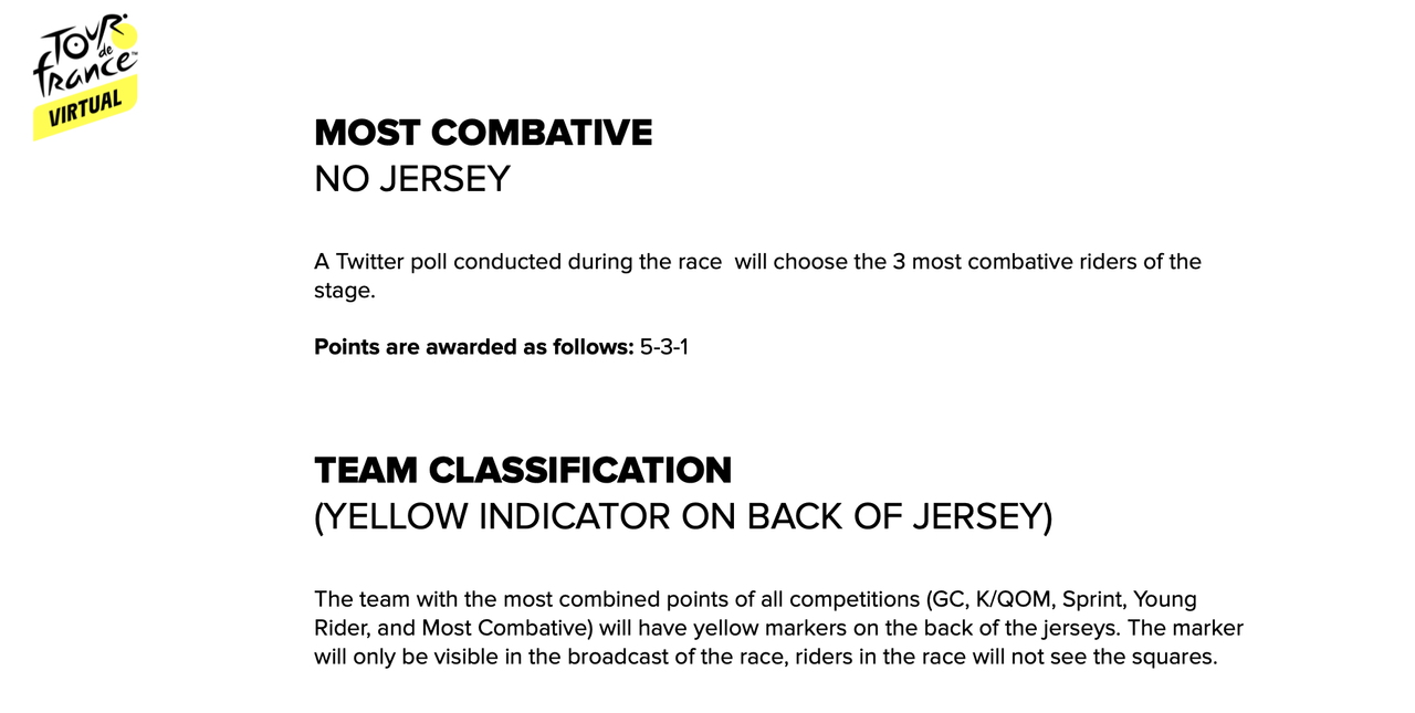 Virtual Tour de France jerseys