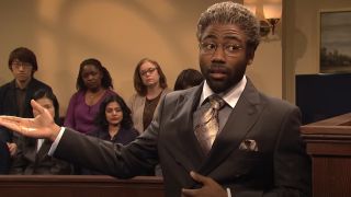 Donald Glover acting as a lawyer while hosting SNL.