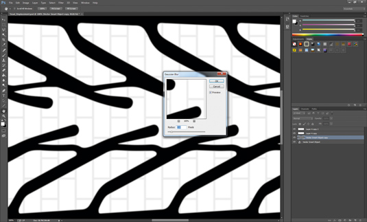 Jagged edges in the texture will produce an untidy edge in the displacement. To avoid this, blur the edges slightly in Photoshop to create a softer edge