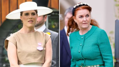 A composite of a picture of Princess Eugenie at Ascot and a picture of Sarah Ferguson