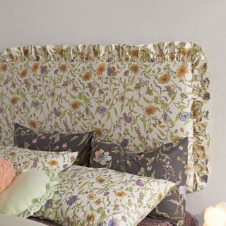 Amie Floral Ruffled Wall Mounted Headboard