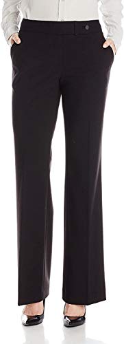 Calvin Klein Women's Classic Fit Straight Leg Lux Suit Pants, Black, 10