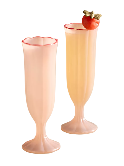 Ruffle Rim Flutes, Set of 2