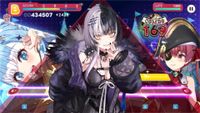 A composite image of Hololive vtuber Shiori Novella and a screenshot of Hololive Dreams.