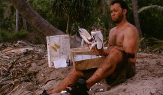 Cast Away Tom Hanks looking over the ice skates