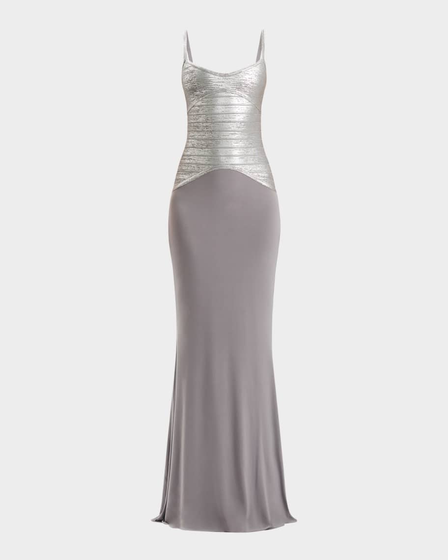 Violet Foil Bandage Trumpet Gown