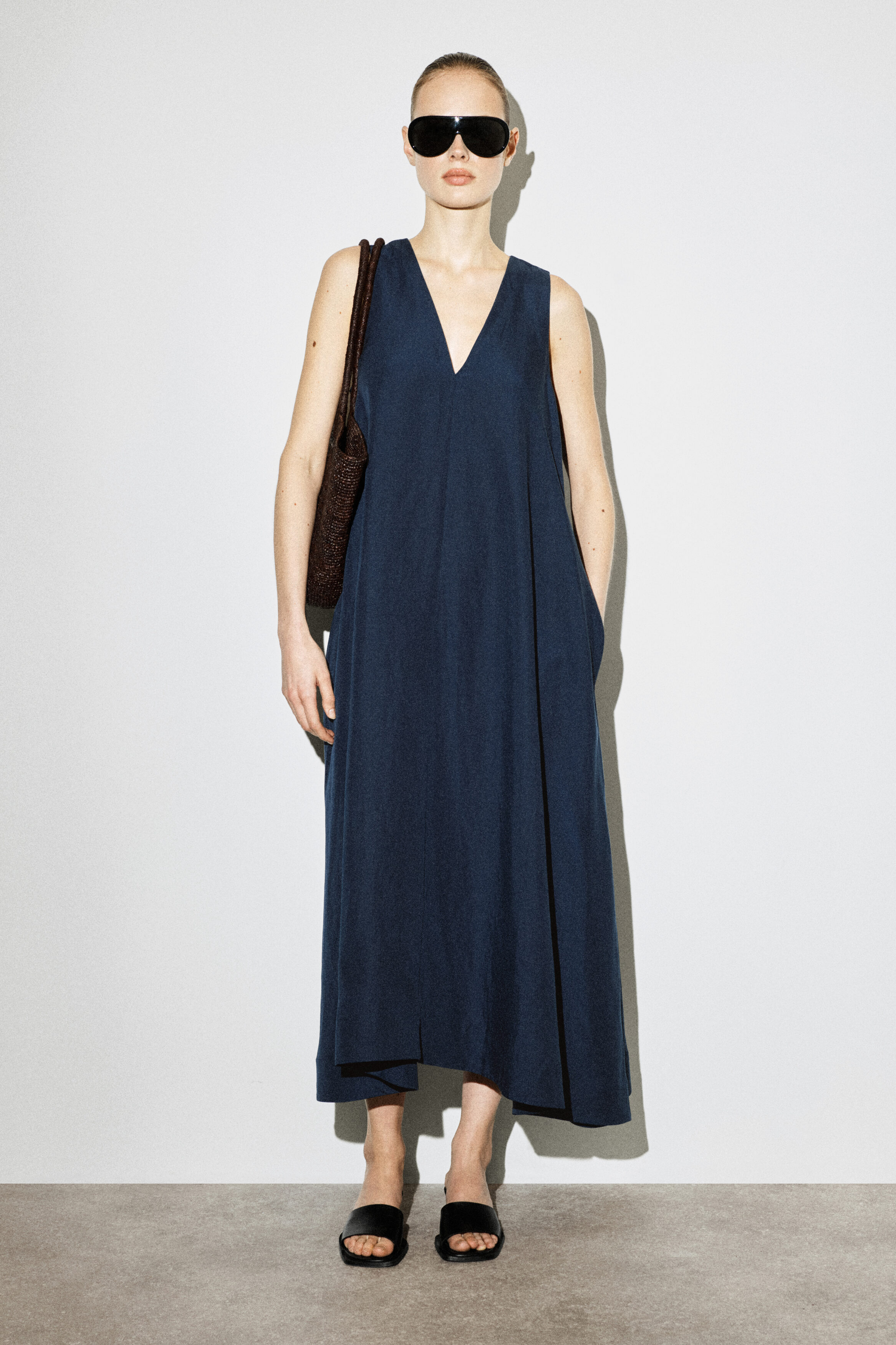 A-Line Linen-Blend Maxi Dress