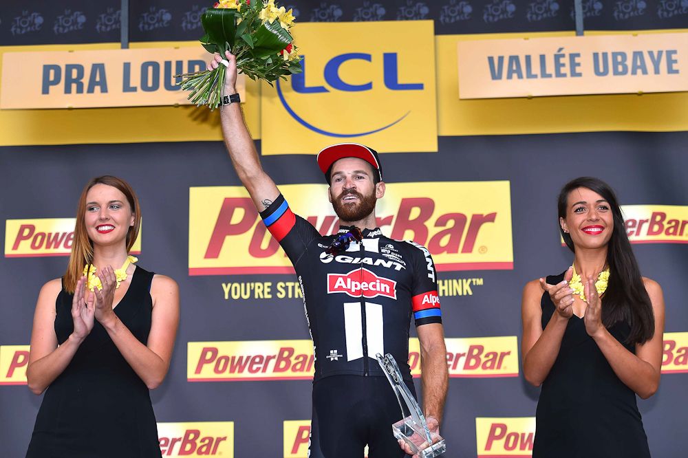 Simon Geschke on the stage 17 podium.