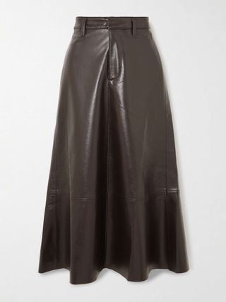 Cassia Recycled Leather-Blend Midi Skirt