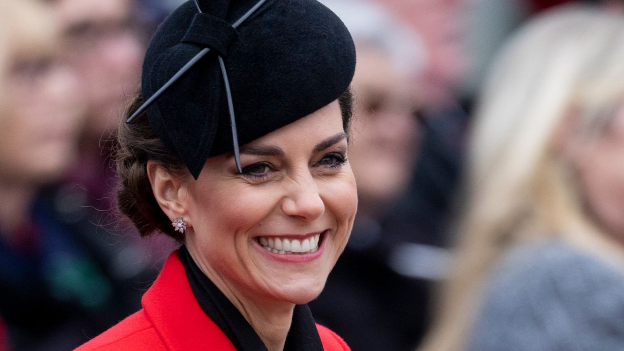 Catherine, Princess of Wales visits the 1st Battalion Welsh Guards to attend the St Davids Day Parade on March 1, 2023 in Windsor, England. This is the first time The Prince of Wales has visited the Welsh Guards since becoming Colonel of the Regiment.