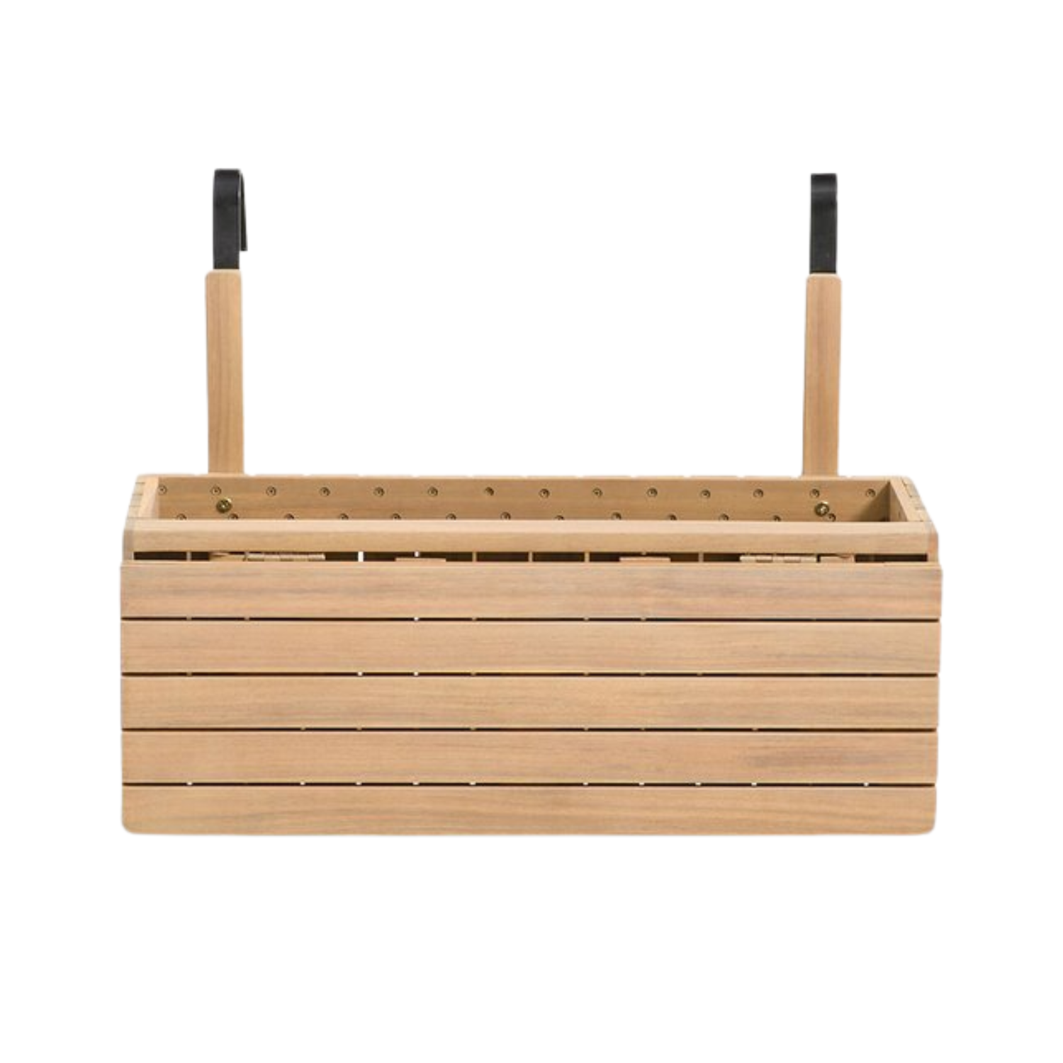 An acacia wood hanging planter box from La Redoute