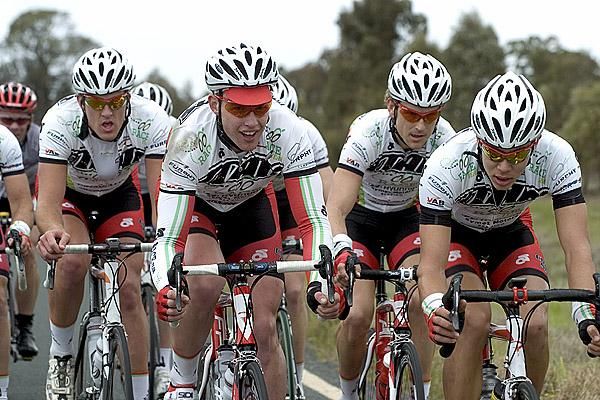The team of Titans-Race on the front of the peloton during stage three.