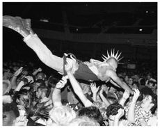 man crowd diving
