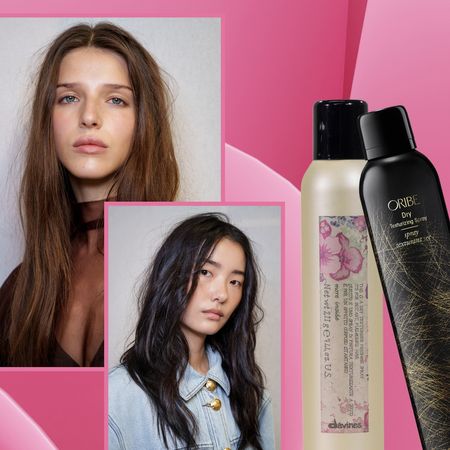 dry texturizer collage on a pink background with models with texturized hair