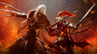 A warrior fighting a monster in Vindictus: Defying Fate.