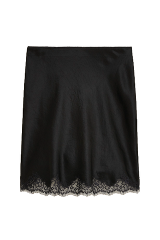 J.Crew Gwen Lace-Trim Slip Skirt in Textured Satin (Was $118) 