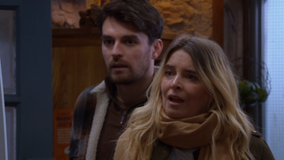 Mackenzie Boyd and Charity Dingle are shocked in Emmerdale 