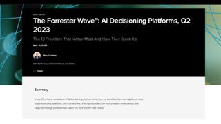 A Forrester Wave report on AI Decisioning Platforms commissioned by IBM