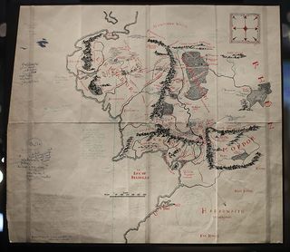 A hand-drawn 'Annotated map of Middle-earth' by British author J. R. R. Tolkien (Photo Daniel Leal-Olivias/AFP/Getty Images)