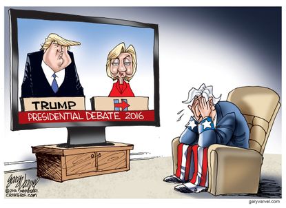 Political cartoon U.S. 2016 election presidential debate