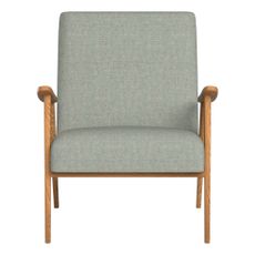 Chair with wooden arm rests and legs