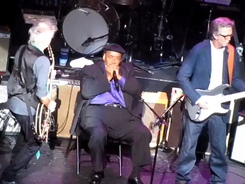 Richards, harmonica player James Cotton and Clapton on stage last Friday