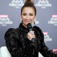 Singer Coco Lee receives interview during rehearsal for 2018 Double 11 Global Shopping Festival on November 10, 2018 in Shanghai, China.