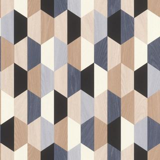 geometric wallpaper in blue, brown and gray
