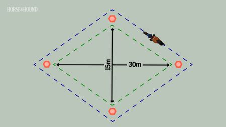Diagram of diamond shaped training exercise for horses