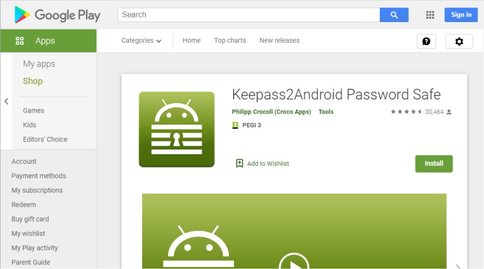 Website screenshot for Keepass2Android