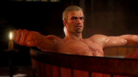The Witcher 3 Geralt in bathtub