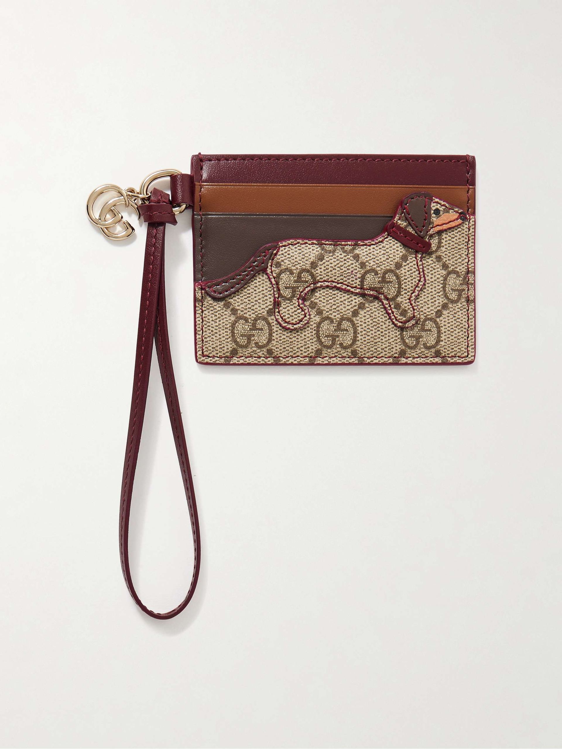 Appliquéd Printed Coated-Canvas and Leather Cardholder