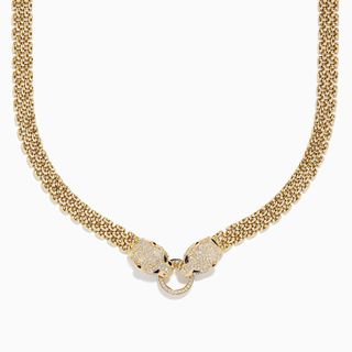 Signature 14k Yellow Gold Sapphire and Diamond Panther Necklace