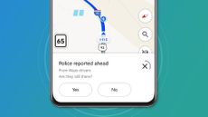 An Android phone showing a Waze alert on Google Maps