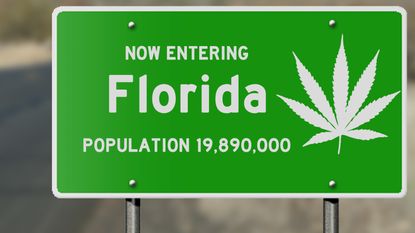 weed legalization in florida on highway sign