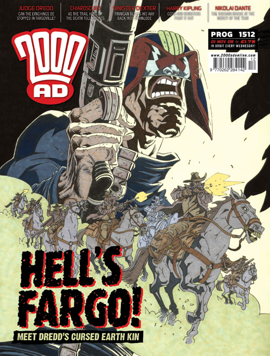 A more muted colour scheme than the usual Dredd covers was perfect for this issue