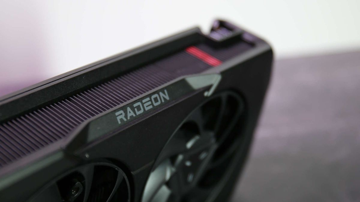 AMD Radeon RX 7600 logo closeup