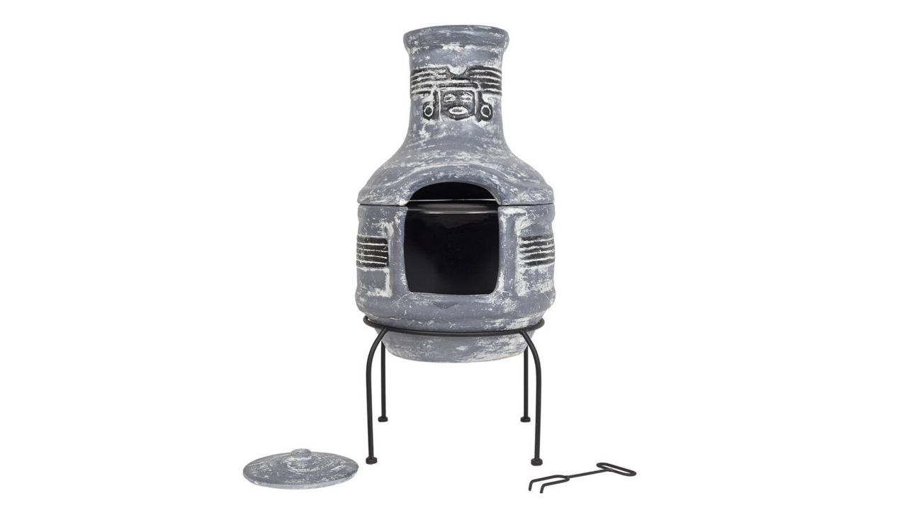 Kilya to stykke ler Chiminea med Grill