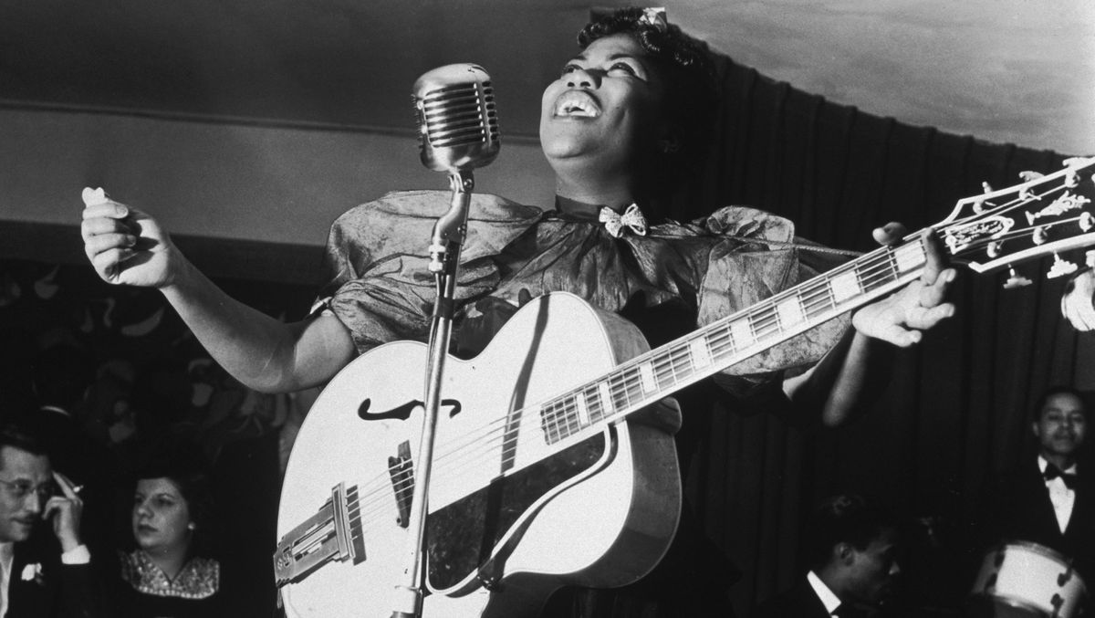 Sister Rosetta Tharpe performs at Cafe Society Downtown in New York City on December 11, 1940