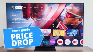 TCL QM7K 4K TV shown on stand