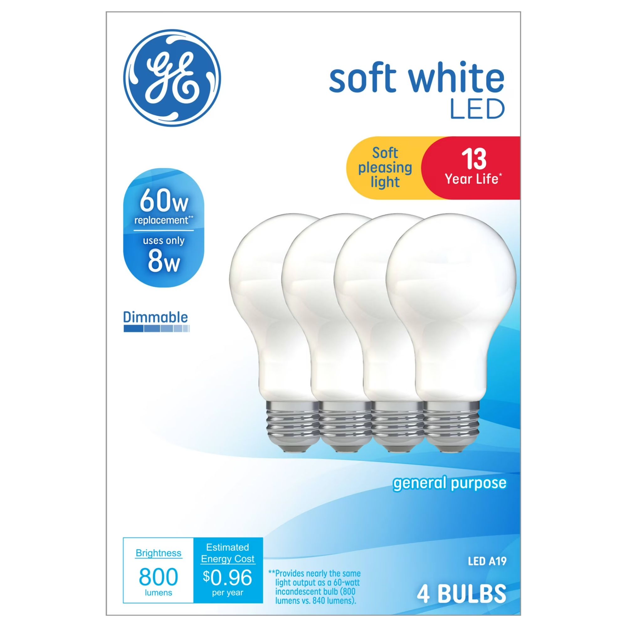 GE Soft white LED bulbs