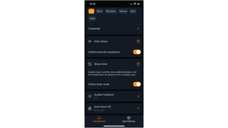Cambridge Audio Melomania M100 app showing sleep mode on