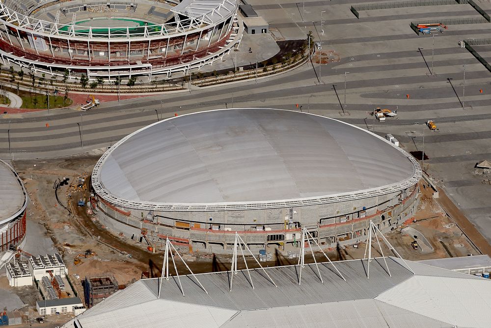 Construction was underway in February at the Rio Olympic Velodrome for the Rio 2016 Olympic Games in the Barra da Tijuca neighborhood