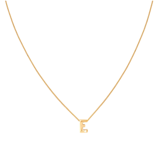 gold necklace with E initial