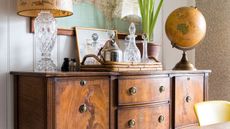 How to restore old wooden furniture: Georgian style sideboard with decanter and globe
