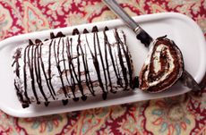 Chocolate praline meringue roulade