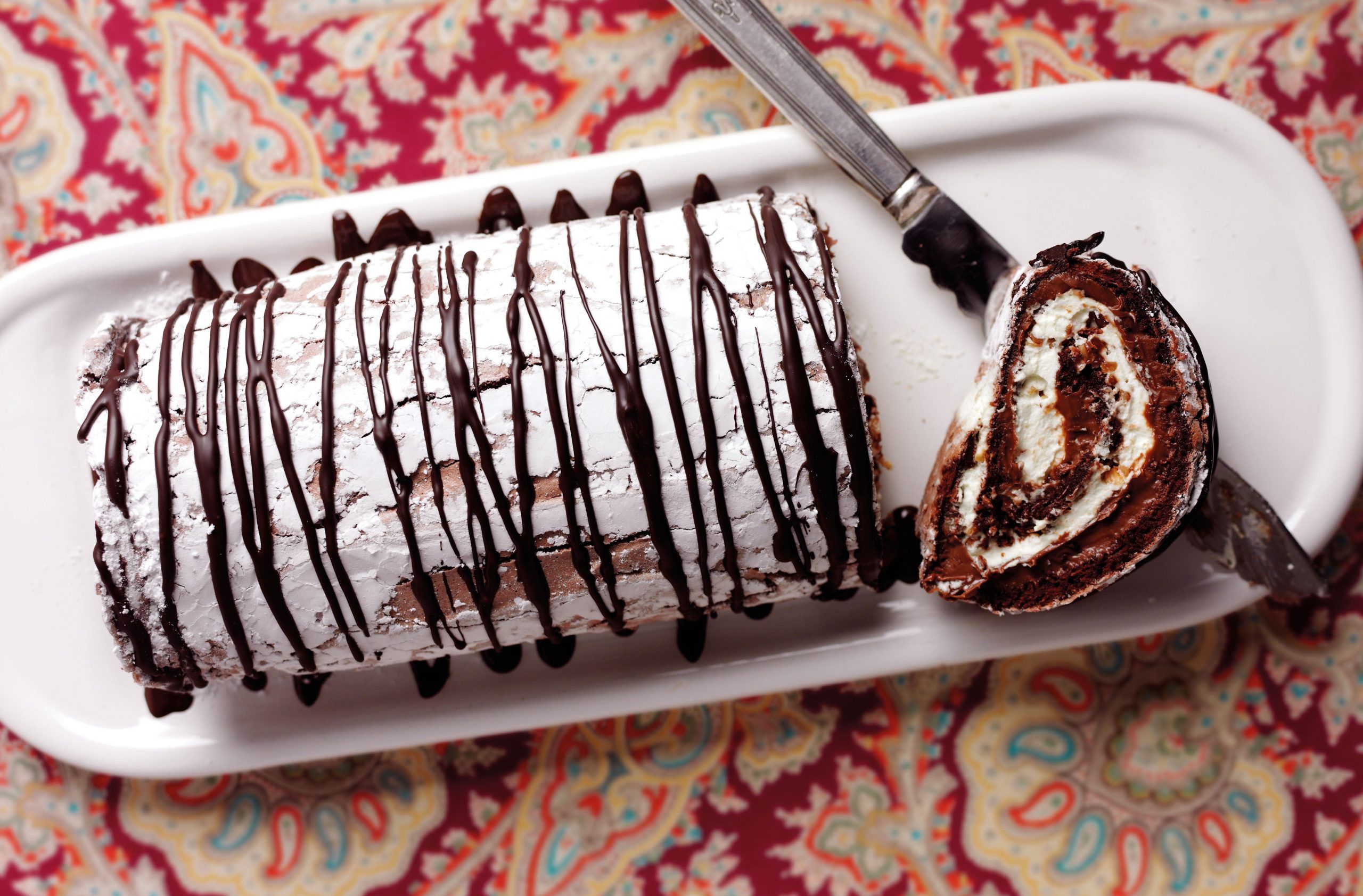 Chocolate praline meringue roulade recipe