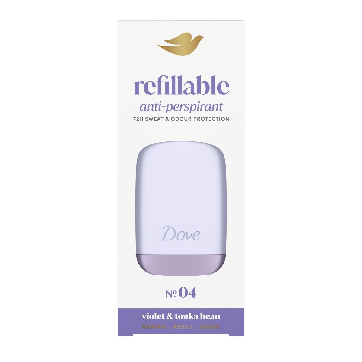 Dove refillable anti-perspirant in violet &amp;amp; tonka bean