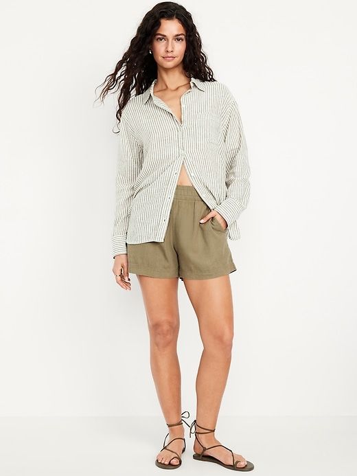 High-Waisted Linen-Blend Shorts -- 3.5-Inch Inseam